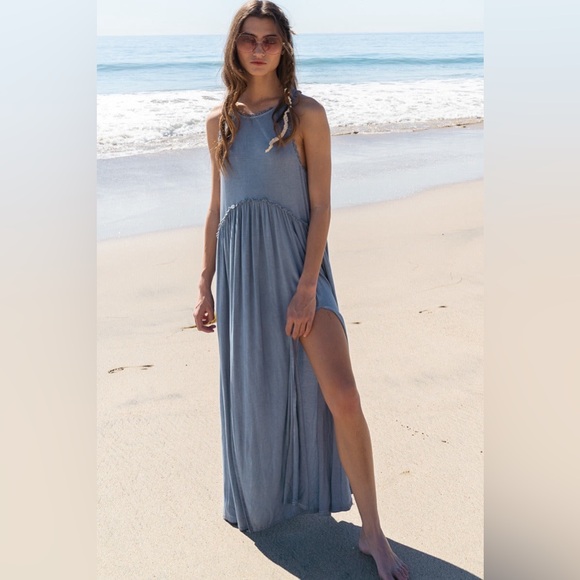 Baby Doll Side Slit Cut Out Maxi Dress - POL - Picture 3 of 4